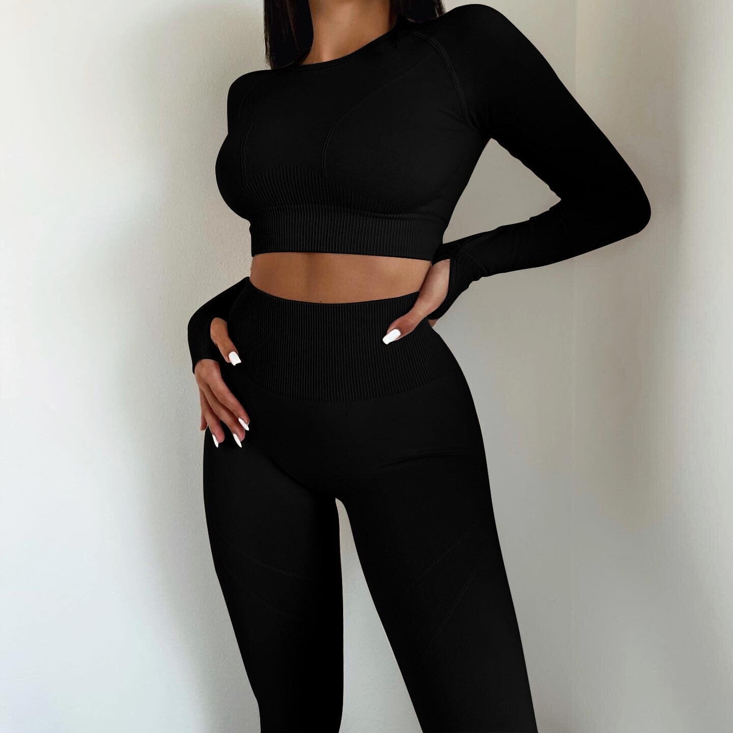 Cojé 2Pcs 'Body Contour' High Waist Seamless Set Cojé Fit Black S