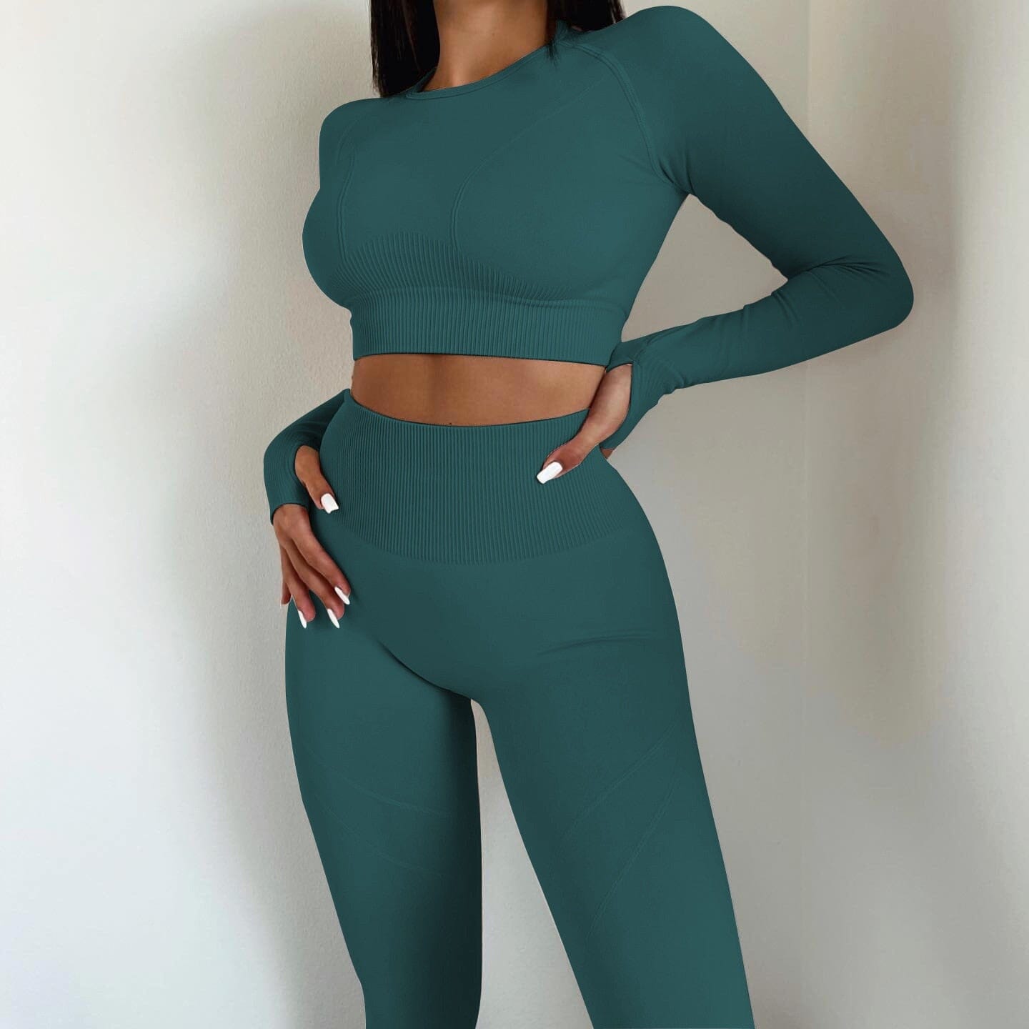 Cojé 2Pcs 'Body Contour' High Waist Seamless Set Cojé Fit Greyish green S
