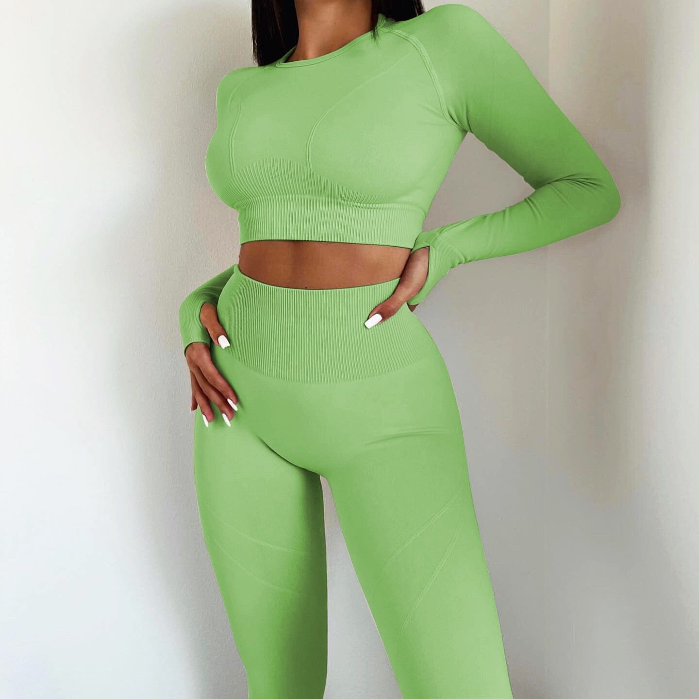 Cojé 2Pcs 'Body Contour' High Waist Seamless Set Cojé Fit Green S