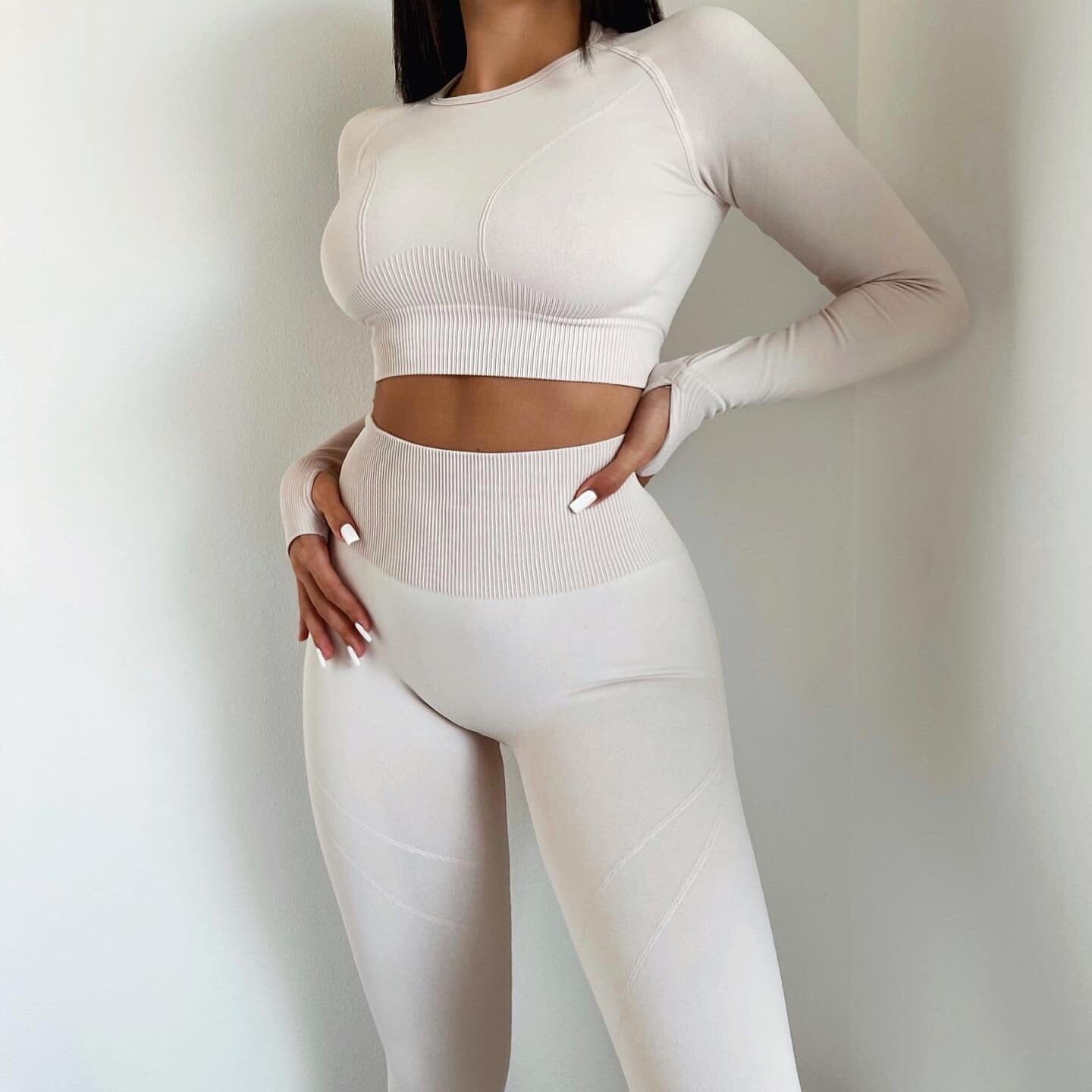 Cojé 2Pcs 'Body Contour' High Waist Seamless Set Cojé Fit White S