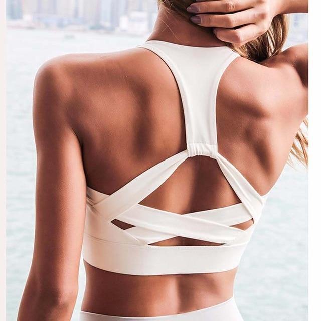 Sports Bra With Back Strap Design Catalyst Fitness Supplies White L