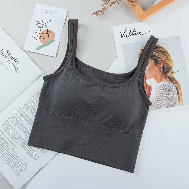 Cojé Padded Round Neck Sports Bra Cojé Fit Deep Gray Bra One Size