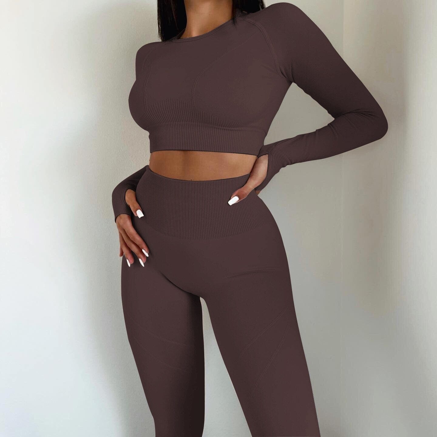 Cojé 2Pcs 'Body Contour' High Waist Seamless Set Cojé Fit Dark brown S 