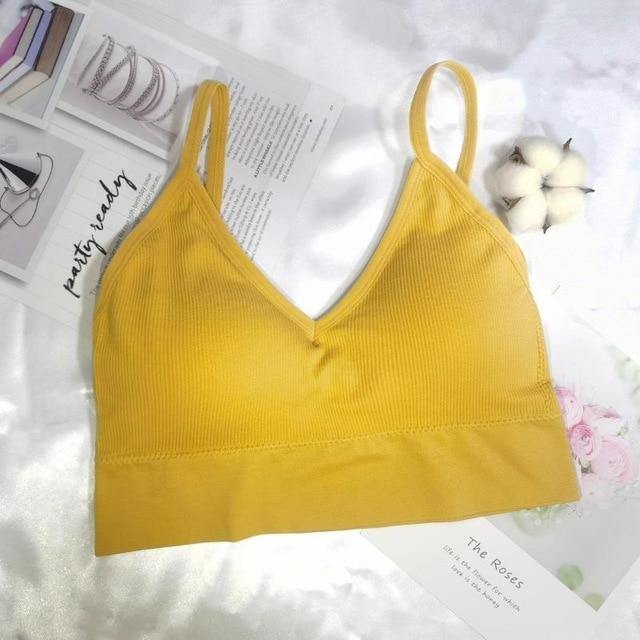 Solid Colour Sports Bra Catalyst Fitness Supplies U back yellow M 